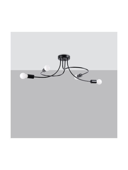 Sollux Ceiling Mount Light Black with Socket E27