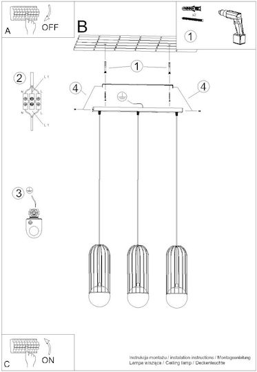 Sollux Lustră Negru 115cm.
