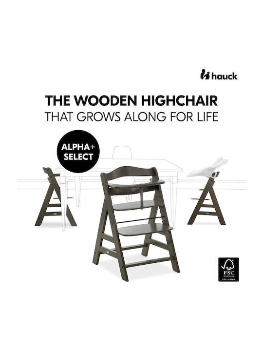 Hauck Alpha+ Highchair 2 in 1 & Wooden Seat Charcoal