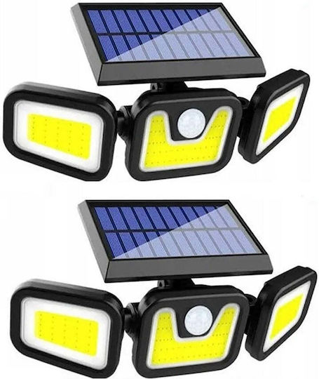 Σετ 2 Ηλιακά Φωτιστικά 120W Ψυχρό Λευκό 6000K με Αισθητήρα Κίνησης, Φωτοκύτταρο και Τηλεχειριστήριο IP67