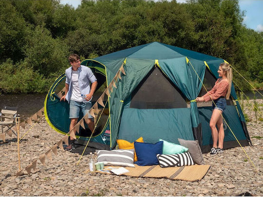 Coleman Octagon Blackout Camping Tent Green With Double Cloth For 8 People 396x396x215cm