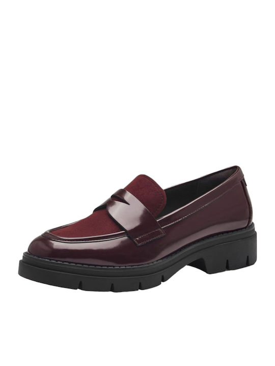Lackleder Damen Loafers in Burgundisch Farbe