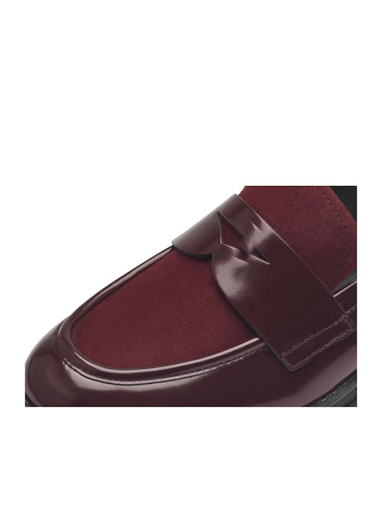 Lackleder Damen Loafers in Burgundisch Farbe
