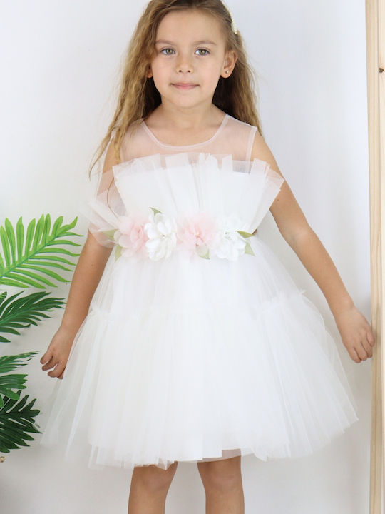 Weiß Taufkleid aus Tüll