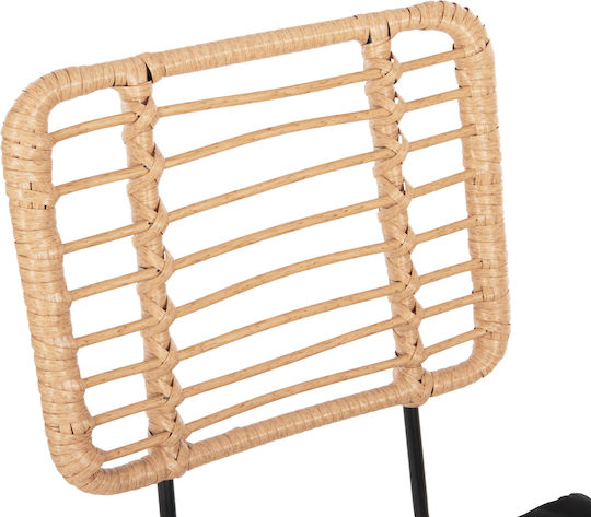 Scaun Bar Exterior Rattan Allegra Cu Pernă Neagră Bej 53x56x107cm