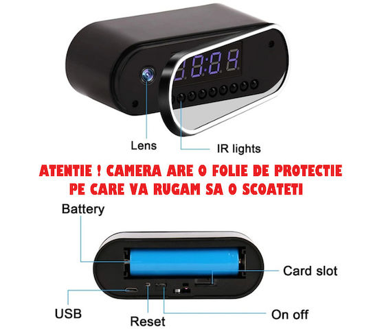 Κρυφή Κάμερα WiFi Ρολόι 1080p με Υποδοχή για Κάρτα Μνήμης