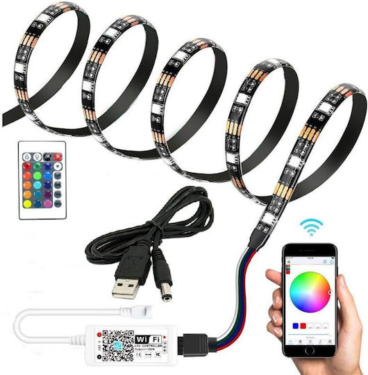 LED Лента Телевизия С USB порт 5V RGB Светлина 2.5м Тип SMD5050 с Захранване & WiFi Контролер