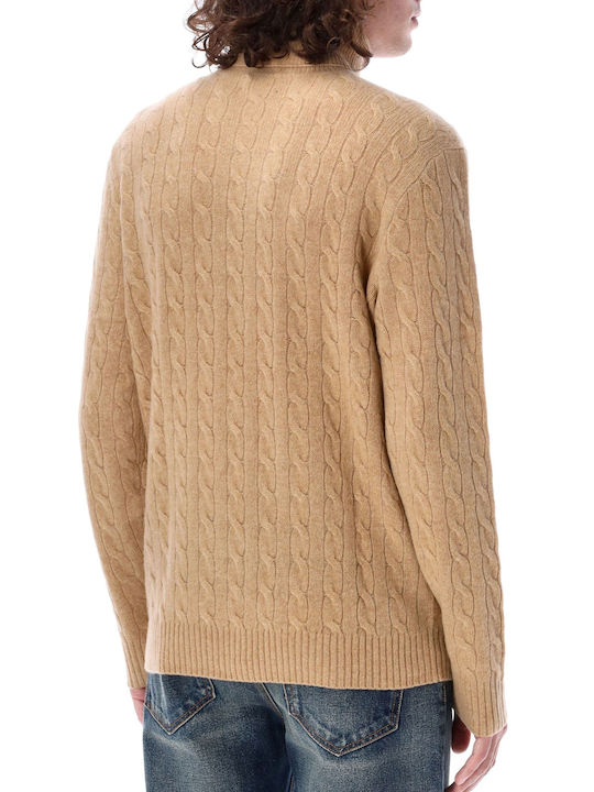 Ralph Lauren Cable Women's Sweater Woolen Turtleneck Camel Brown