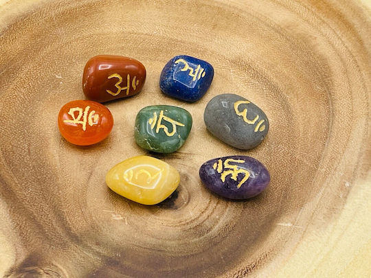 Ξύλινος Πίνακας 7 Τσάκρα Wooden Seven Chakra Board Gemstones Ξύλινος Πίνακας 7 Τσάκρα Wooden Seven Chakra Board Gemstones