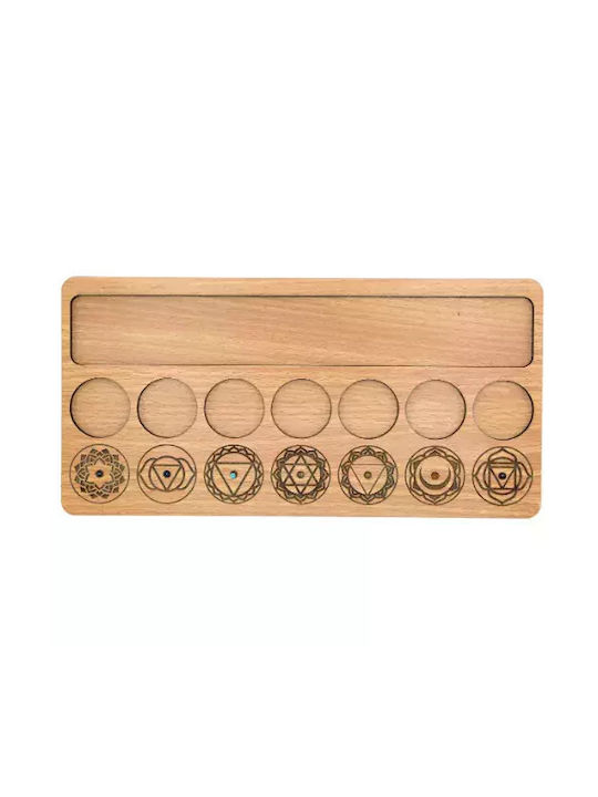 Ξύλινος Πίνακας 7 Τσάκρα Wooden Seven Chakra Board Gemstones
