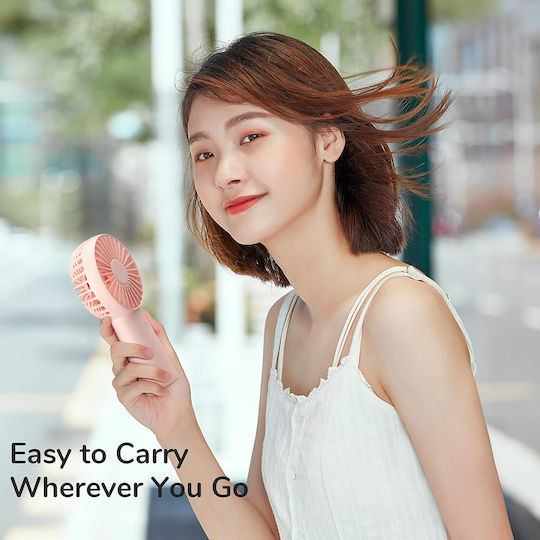 Jisulife Luxuriöser tragbarer Mini-Lüfter Life6 Fa20x wiederaufladbarer USB-C-Anschluss 3 Windgeschwindigkeiten 4000mAh Pink