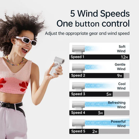 Jisulife Luxury Portable Fan Life9 Digital LED Display 3600mAh Type-C 5 Wind Speeds Pink