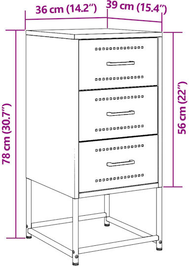 Κομοδίνα Μεταλλικά Ροζ 2τμχ 36x39x78cm