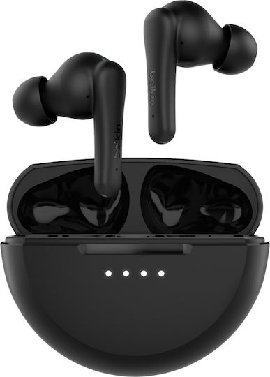 Belkin SoundForm Rhythm In-ear Bluetooth Handsfree Ακουστικά με Αντοχή στον Ιδρώτα και Θήκη Φόρτισης Μαύρα
