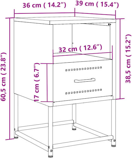 Noptiere Metalice Verzi 2buc 36x39x60.5cm