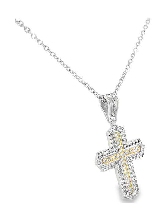 Xryseio Damen Weißgold Kreuz 14K Beidseitig