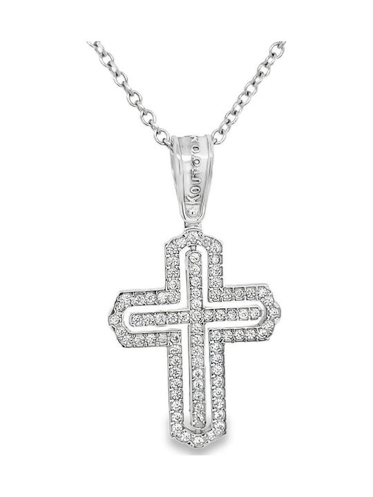 Xryseio Damen Weißgold Kreuz 14K Beidseitig