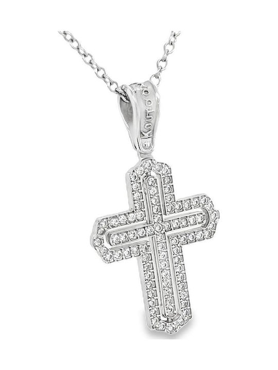 Xryseio Damen Weißgold Kreuz 14K Beidseitig