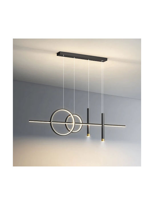 Lustră Negru LED cu Alb Natural Lumină 100cm.