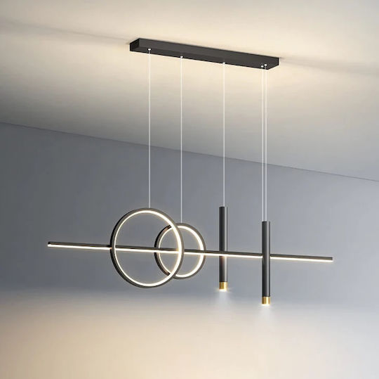 Lustră Negru LED cu Alb Natural Lumină 100cm.