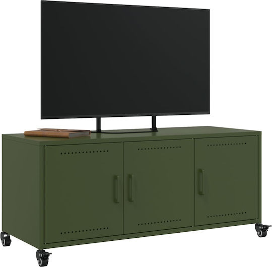 Metal TV Stand with Wheels Olive Green M100.5xD39xH43.5cm