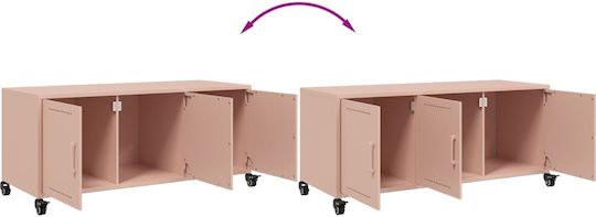 Metal TV Stand with Wheels Pink M100.5xD39xH43.5cm