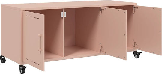Metal TV Stand with Wheels Pink M100.5xD39xH43.5cm