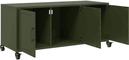 Metal TV Stand with Wheels Olive Green M100.5xD39xH43.5cm