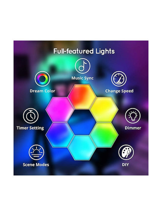 Smart Bluetooth Decorative Lamp with RGB Lighting Hexagon LED