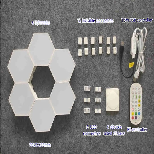 Smart Διακοσμητικό Φωτιστικό LED RGB Hexagon