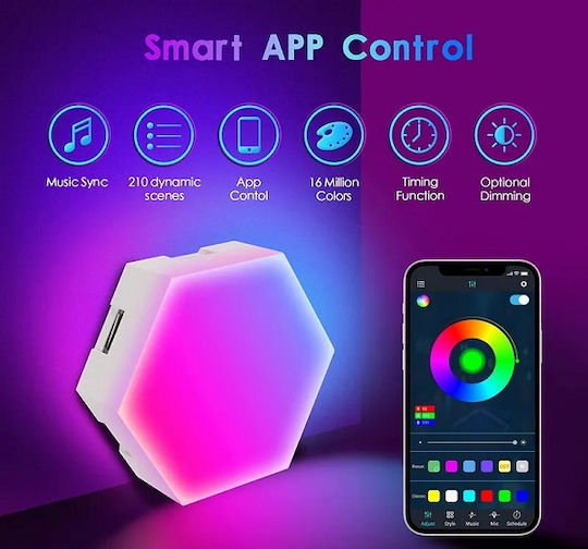 Smart Διακοσμητικό Φωτιστικό LED RGB Hexagon