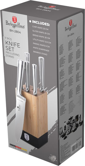 Berlinger Haus Black Silver Collection Knife Set with Base from Stainless Steel 7 Pieces