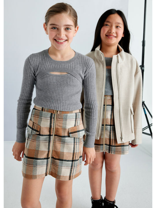 Mayoral Kids Blouse Long Sleeve grey Διατρητο