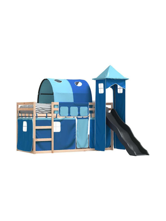 Kids Bed Loft Bed Single Blue for Mattress 80x200cm