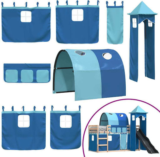 Kids Bed Loft Bed Single Blue for Mattress 80x200cm
