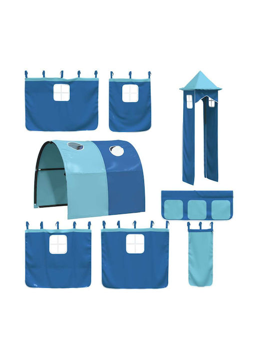 Kids Bed Loft Bed Single Blue for Mattress 80x200cm