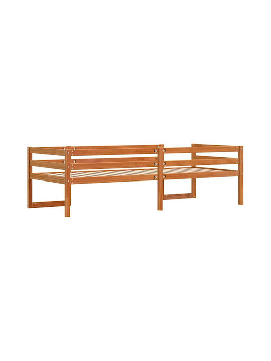 Kinderbett Klassisch Einzeln Braun für Matratze 80x200cm