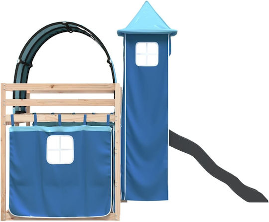 Kids Bed Loft Bed Single Blue for Mattress 80x200cm