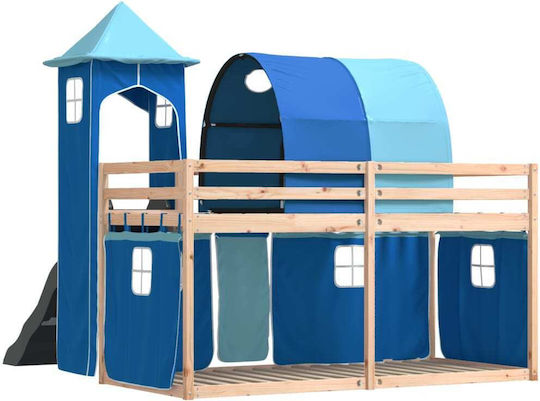 Kids Bed Loft Bed Single Blue for Mattress 80x200cm