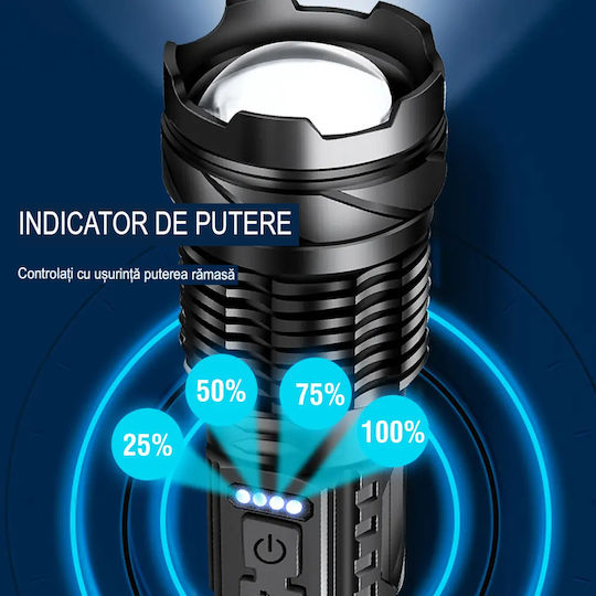 Boruit Lumină de lucru și de sit, cu baterie Lanternă LED cu Luminozitate Maximă 20000lm Negru