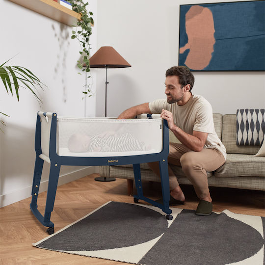 Snuz Cradle Snuzpod Studio London with Mattress and Side Opening Navy Blue