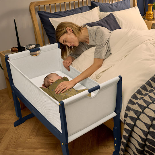Snuz Cradle Snuzpod Studio London with Mattress and Side Opening Navy Blue