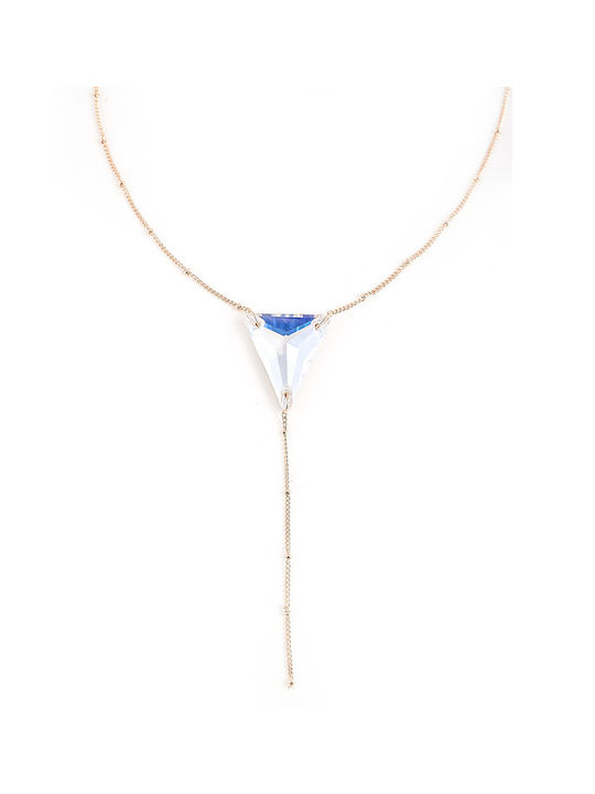 Long Triangle Crystal Necklace Iridescent Iridescent