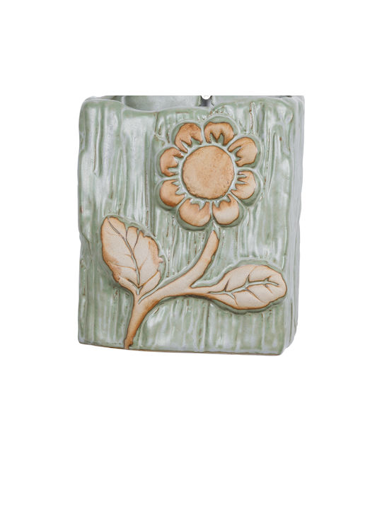 GloboStar Ceramic Green Flower Pot 13x13x17cm
