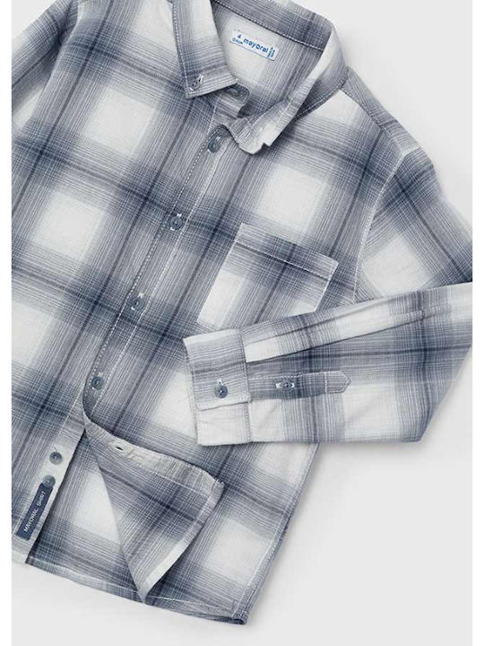 Mayoral Kids Checked Shirt Gray