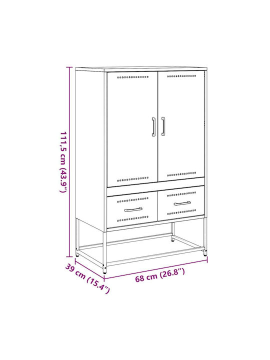 Two Door Wardrobe with 2 Drawers Pink 68x39x111.5cm