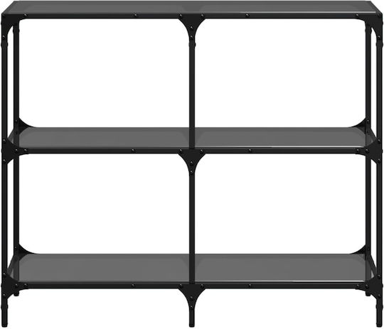 Console Table Metal with Glass Surface Black Velvet-Black Metal L98xW30xH81cm