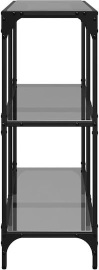 Console Table Metal with Glass Surface Black Velvet-Black Metal L98xW30xH81cm