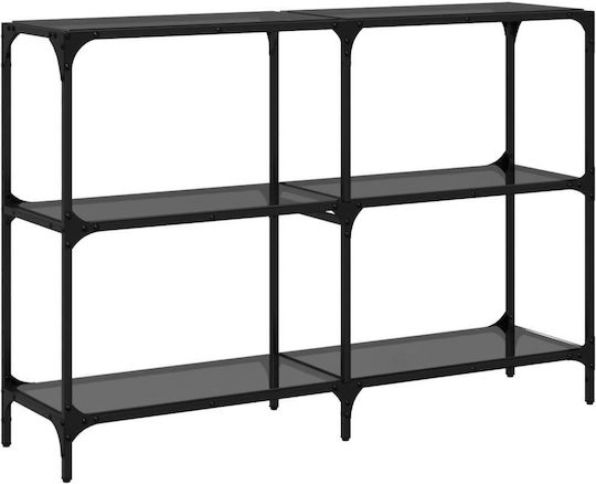 Console Table Metal with Glass Surface Black Velvet-Black Metal L118.5xW30xH81cm