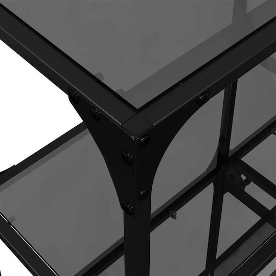 Console Table Metal with Glass Surface Black Velvet-Black Metal L98xW30xH81cm